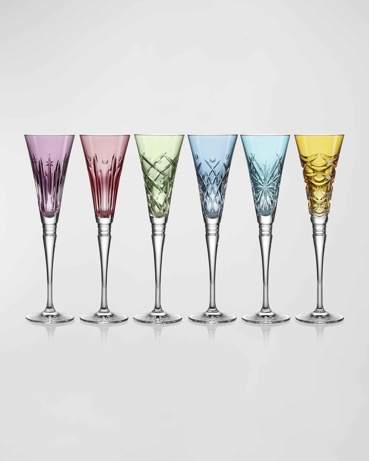 Waterford Crystal Winter Wonders Multicolor Mixed Pattern Flutes, Set Of 6
