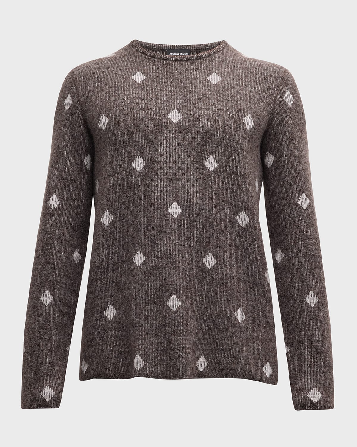 Shop Giorgio Armani Men's Diamond Jacquard Cashmere-blend Sweater In Solid Medium Grey