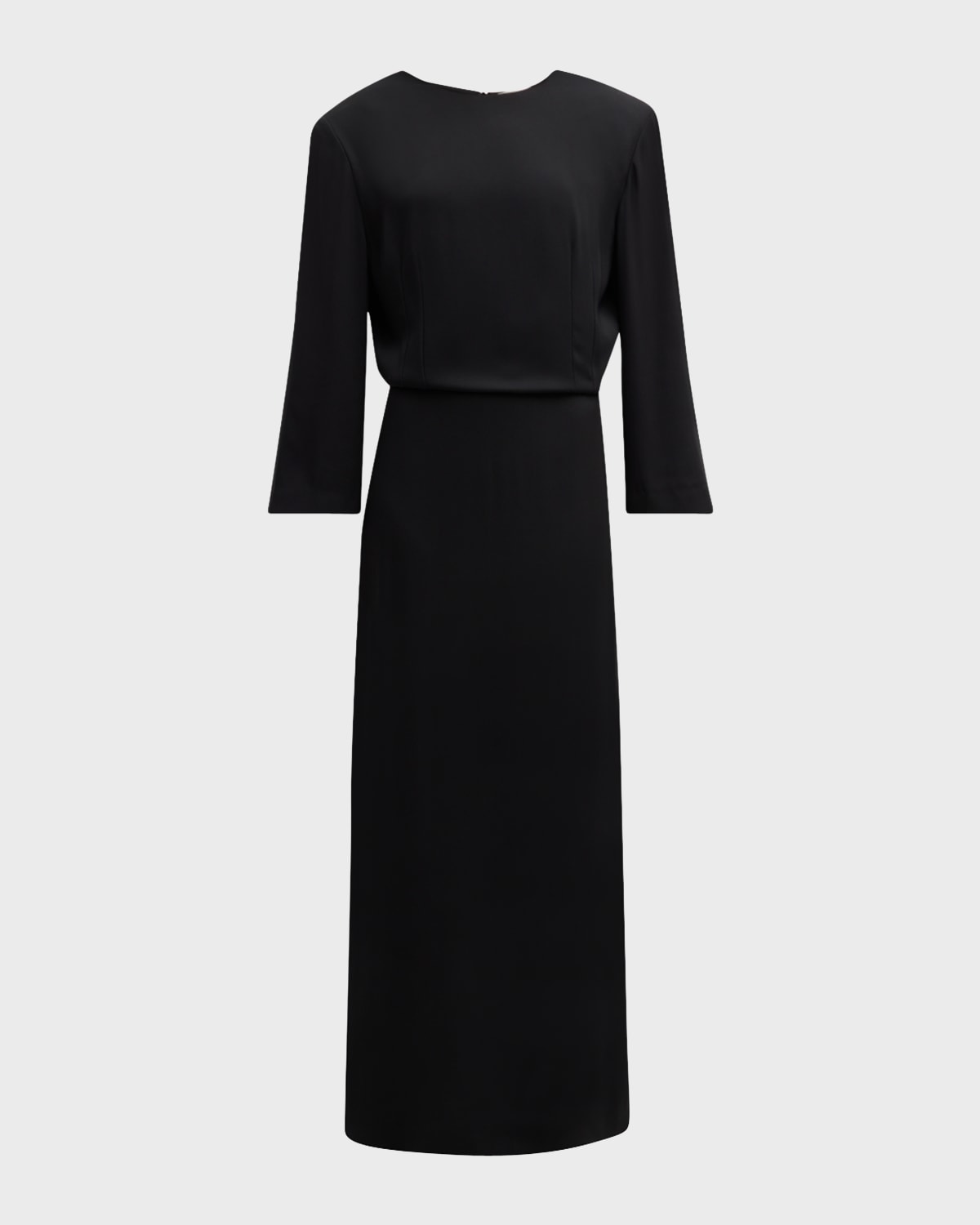 Shop The Row Jery Strong-shoulder Long-sleeve Silk Maxi Dress In Black