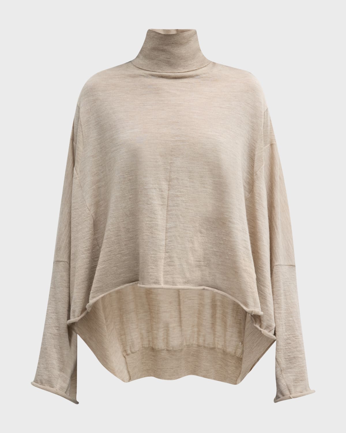 The Row Erfurt High-low Turtleneck Cashmere Top In Sand