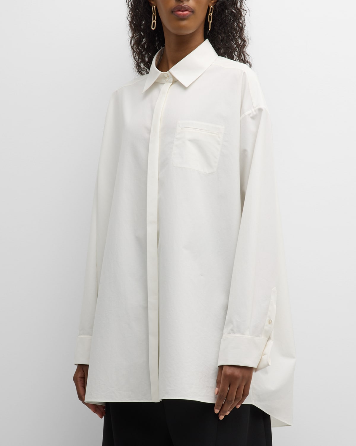 Shop The Row Moon Oversized Collared Shirt In Shell