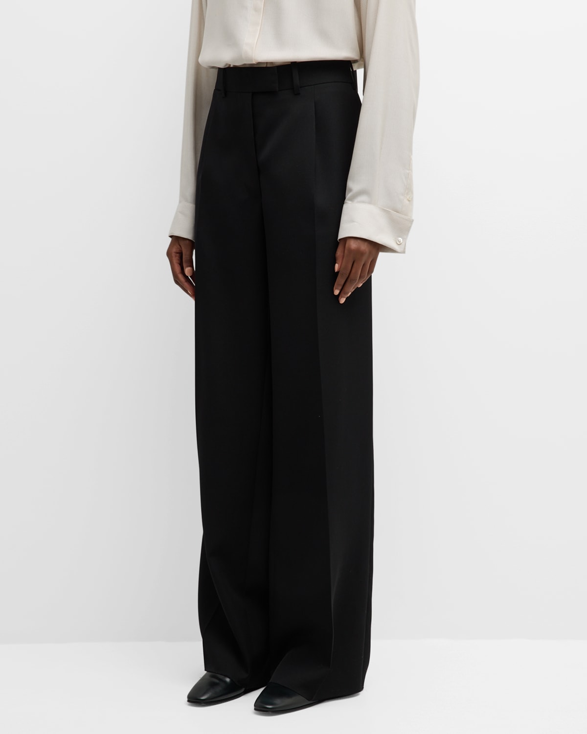 The Row Roan High-rise Pleated Straight-leg Pants In Black
