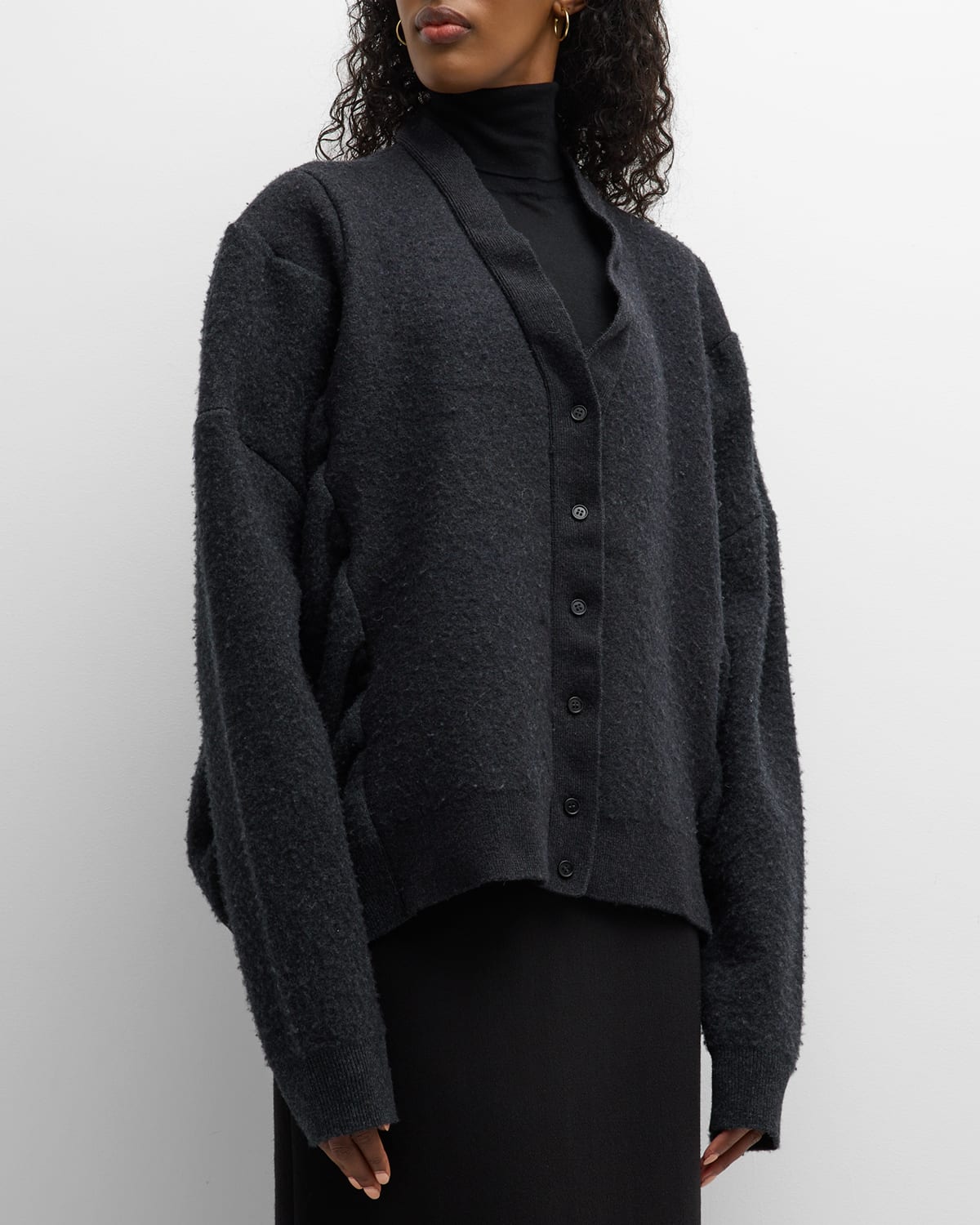 The Row Elsy Drop-shoulder Wool Cardigan In Dark Grey