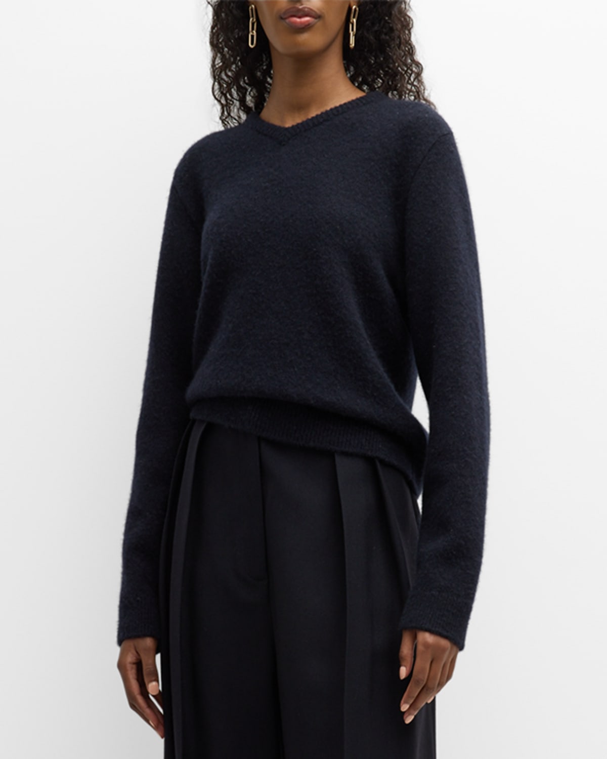 Shop The Row Enrica V-neck Cashmere Knit Top In Royal Blue