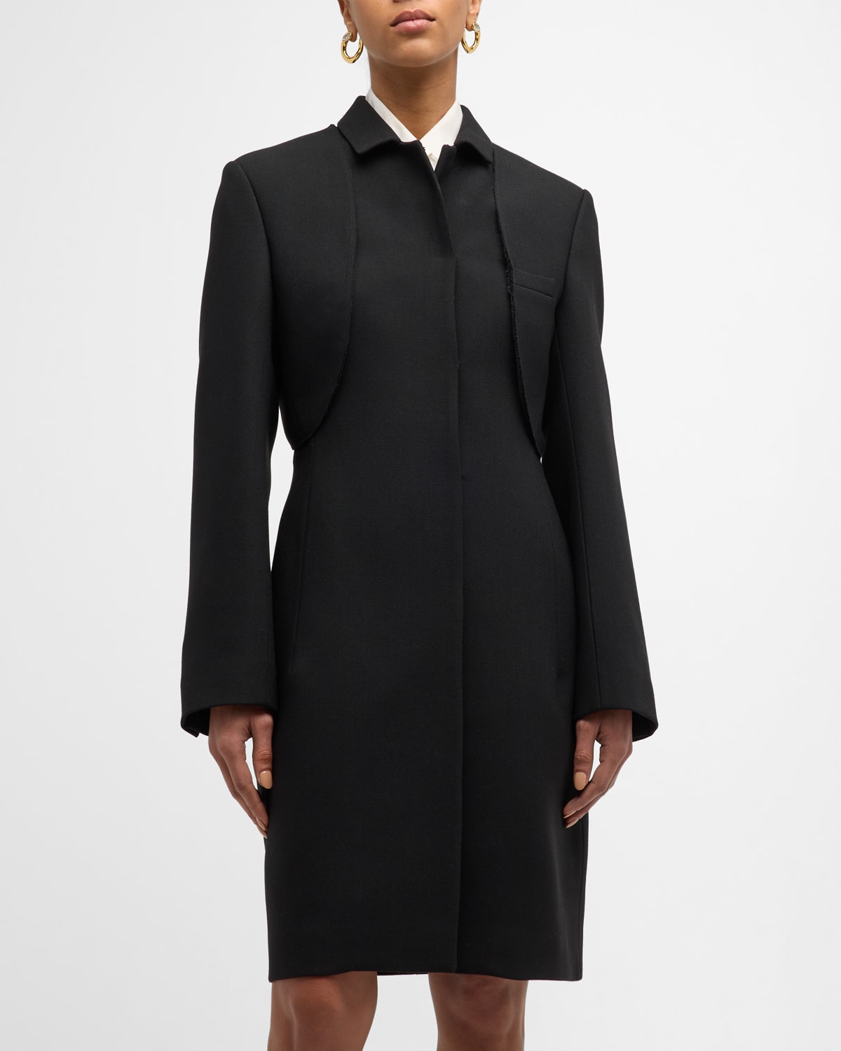 Shop The Row Holmes Shrug Single-breasted Long Jacket In Black