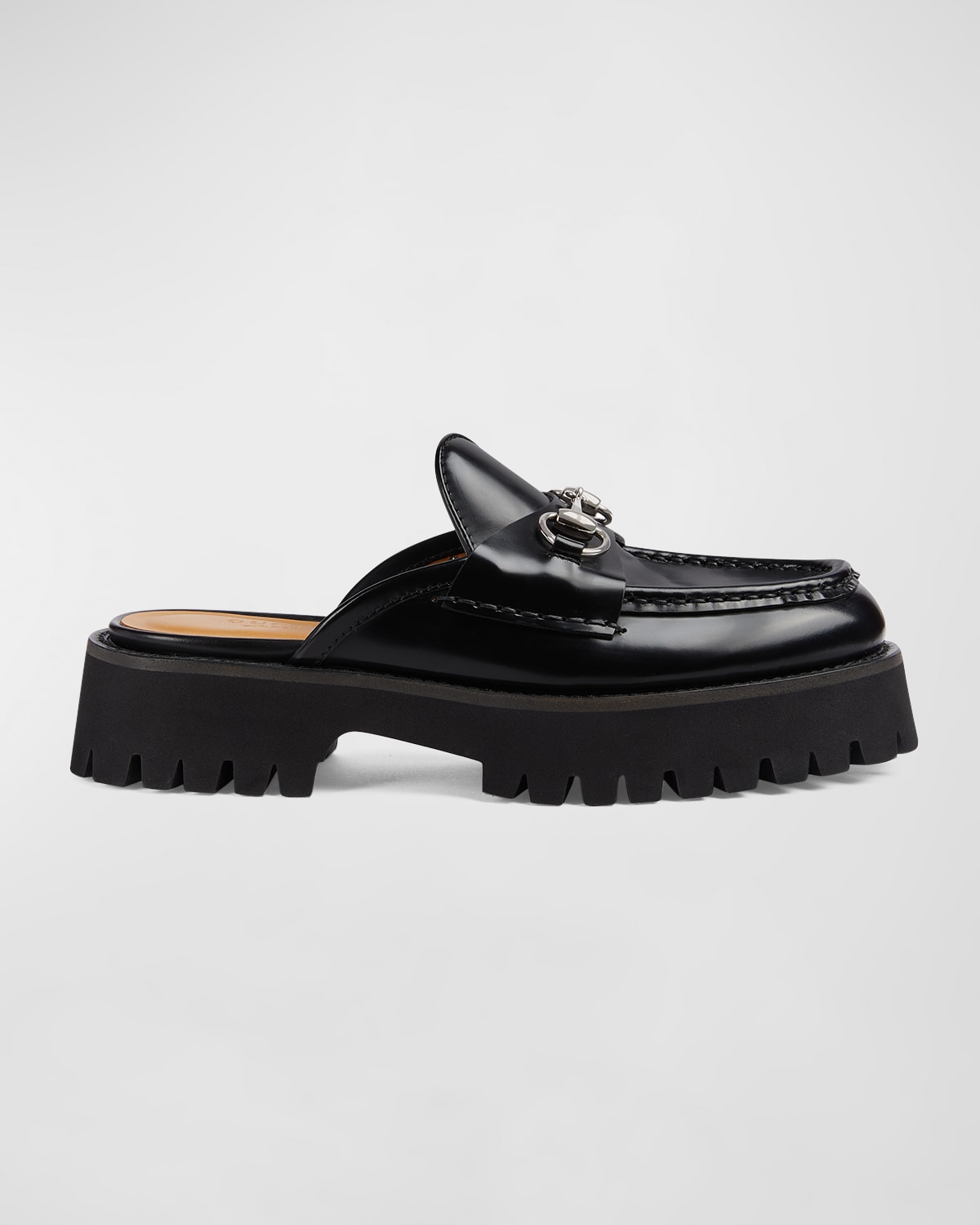 Shop Gucci Sylke Leather Bit Loafer Mules In Nero