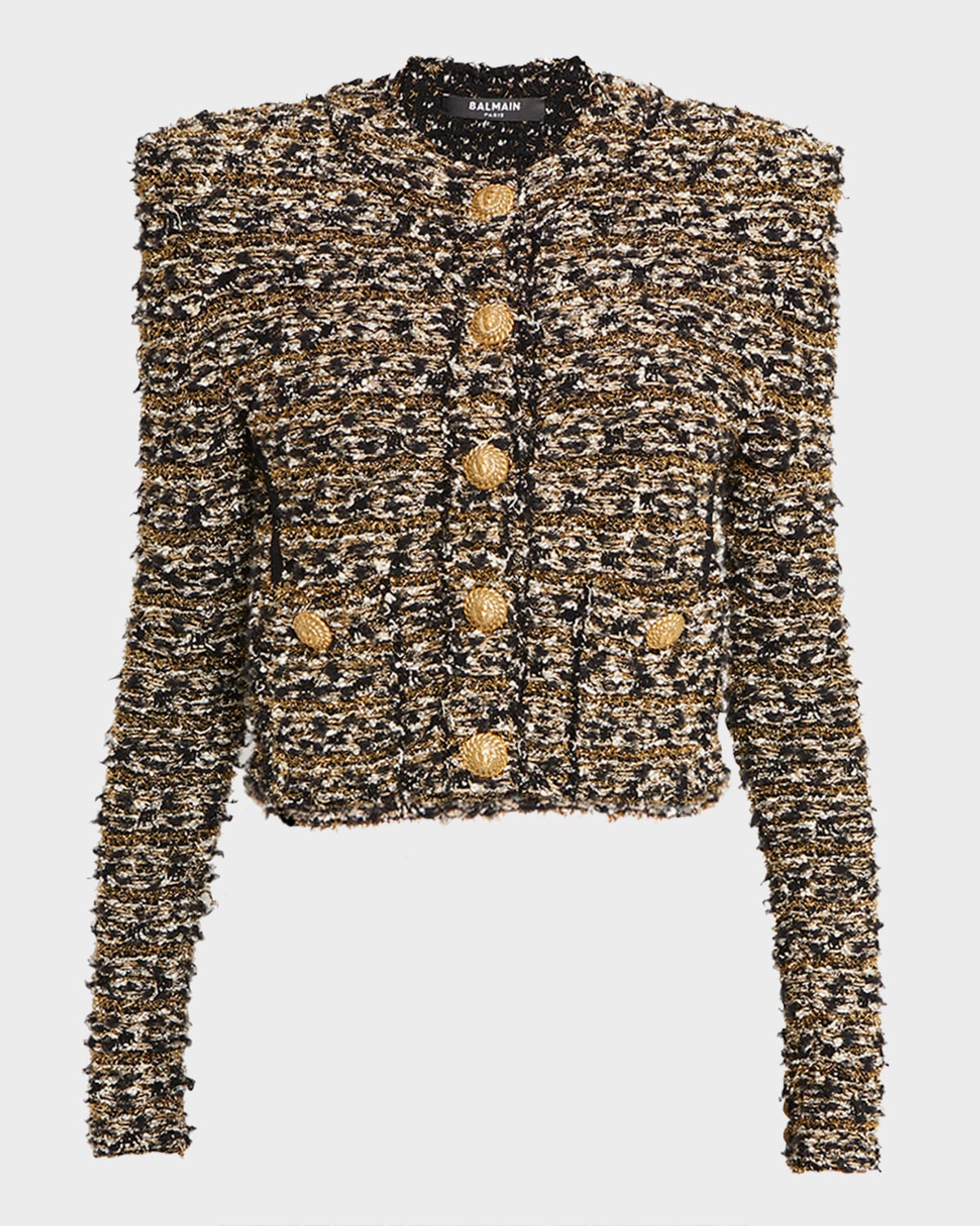Balmain Lurex Tweed Jacket Jackets Multicolor In Black Gold