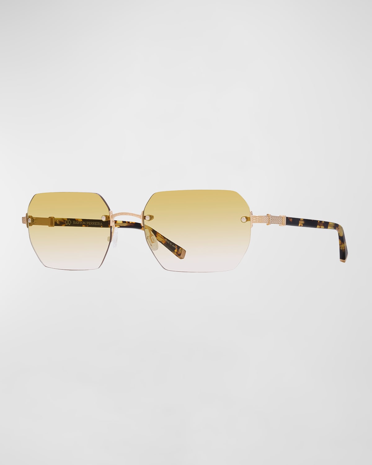 Barton Perreira Men's Jude Rimless Rectangle Sunglasses In Heroine Chic/gold