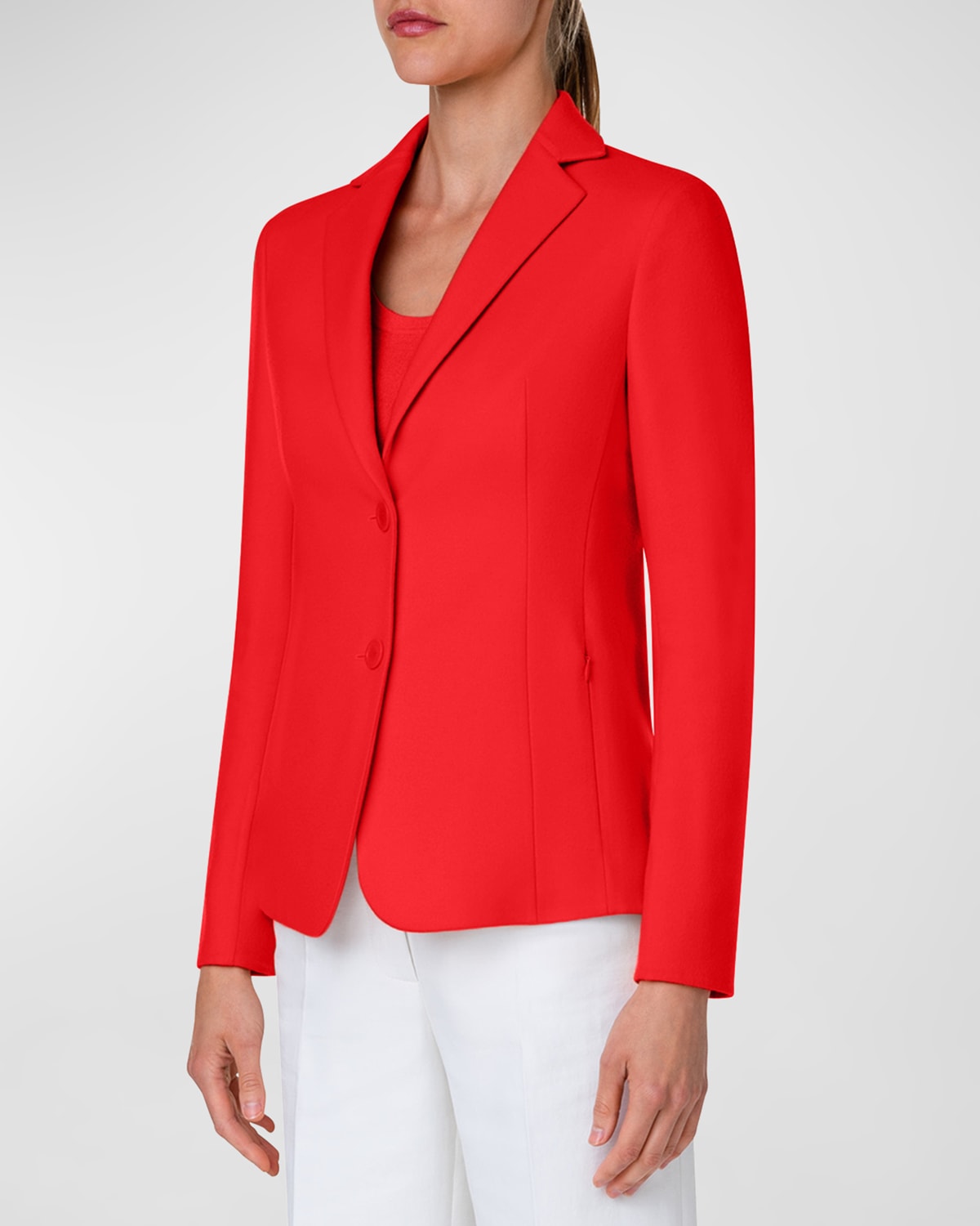 Shop Akris Single-breasted Cashmere Double-face Jacket In Cadmium Red