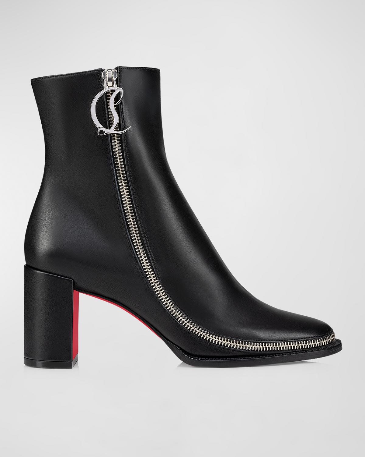 Christian Louboutin Leather Zipper Red Sole Ankle Boots In  display picture 1