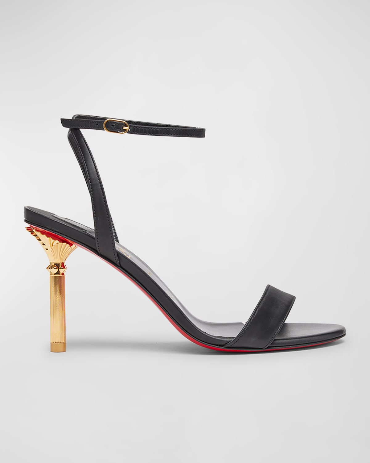 Shop Christian Louboutin Leather Ankle-strap Red Sole Sandals In Black/gold