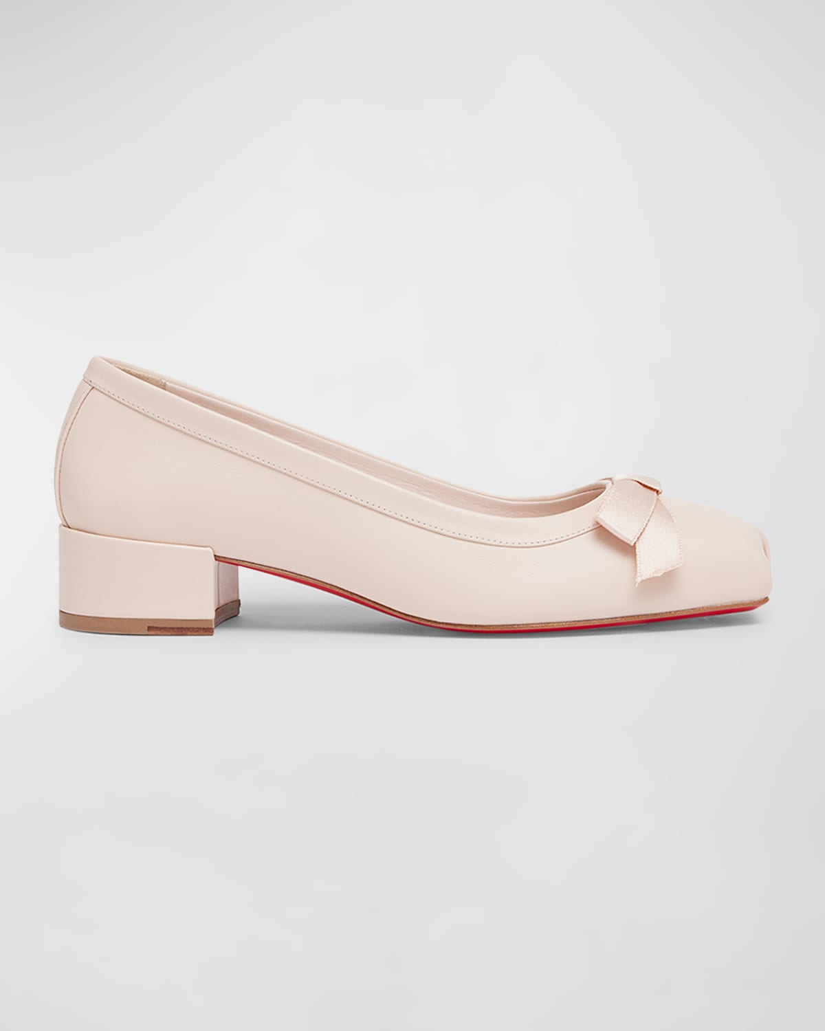 Shop Christian Louboutin Mamaflirt Leather Red Sole Ballerina Pumps In Leche