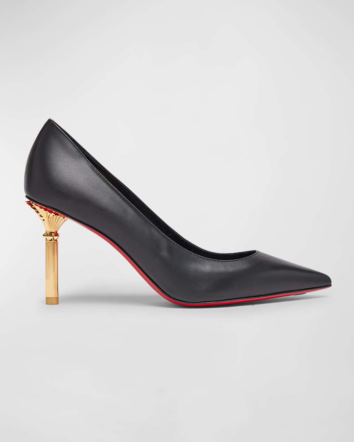 Christian Louboutin Sleek Leather Red Sole Pumps In Black/gold