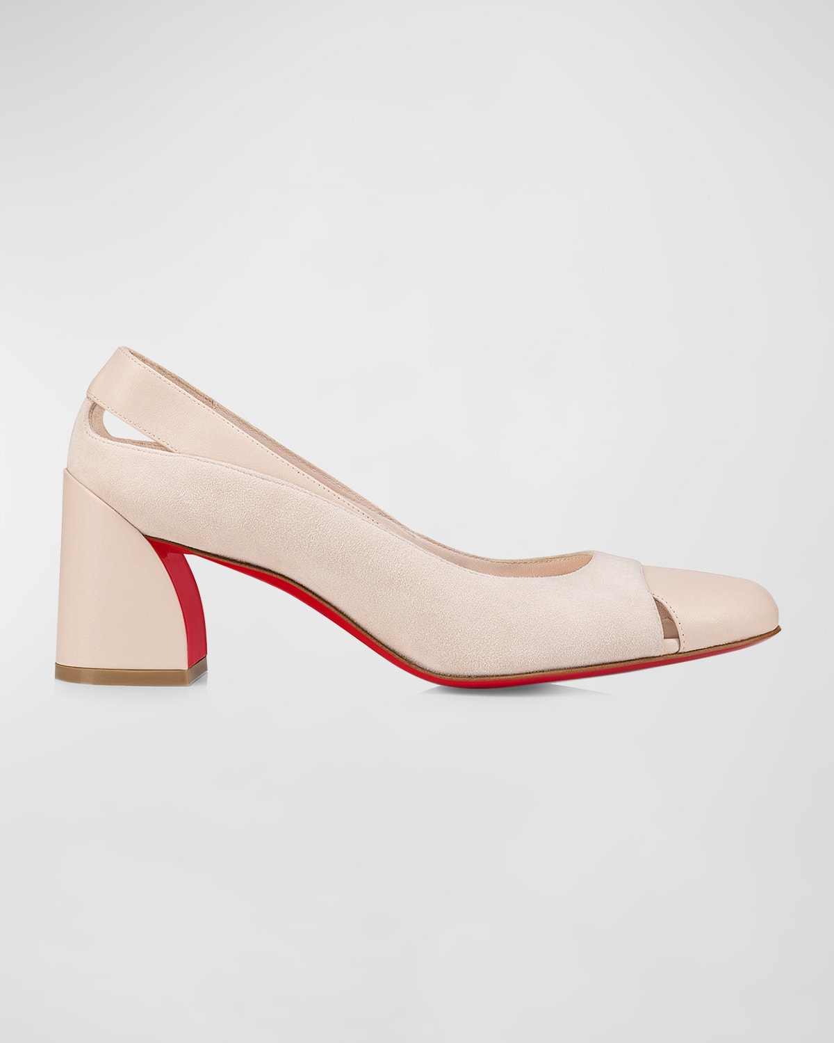 CHRISTIAN LOUBOUTIN MISS DUVETTE MIXED LEATHER RED SOLE PUMPS