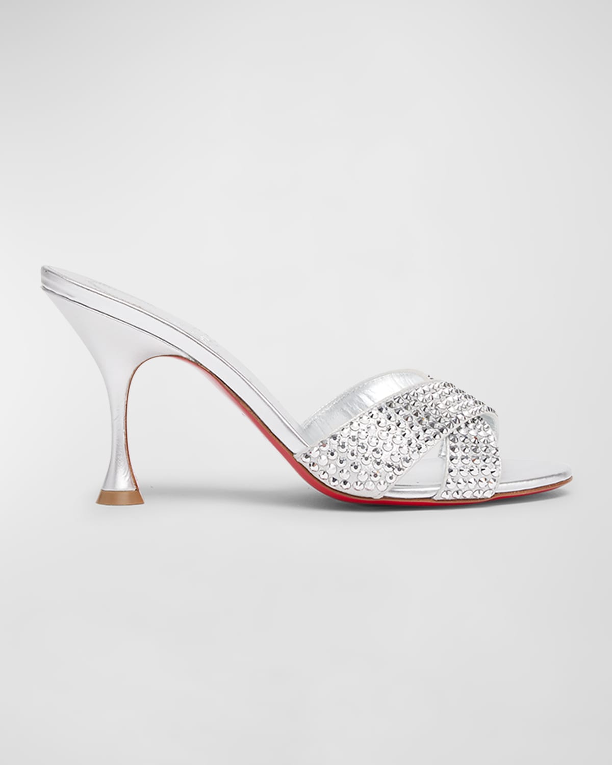 Shop Christian Louboutin Mariza Is Back Strass Red Sole Crisscross Sandals In Silver