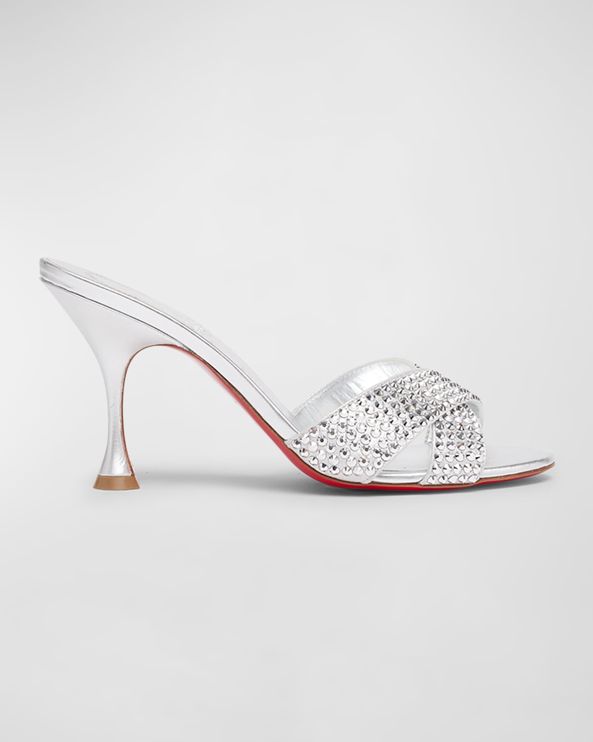 Christian Louboutin Mariza Is Back Strass Red Sole Crisscross Sandals In Silver