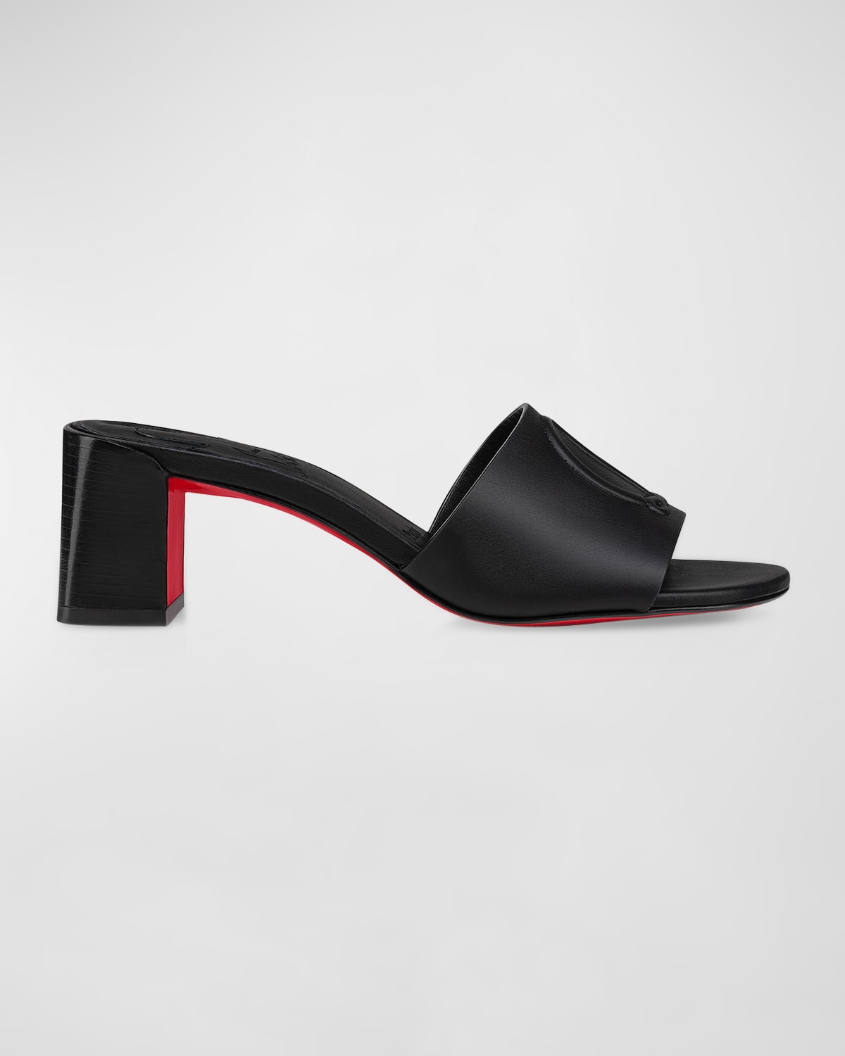 Shop Christian Louboutin Leather Logo Red Sole Mule Sandals In Cuoio