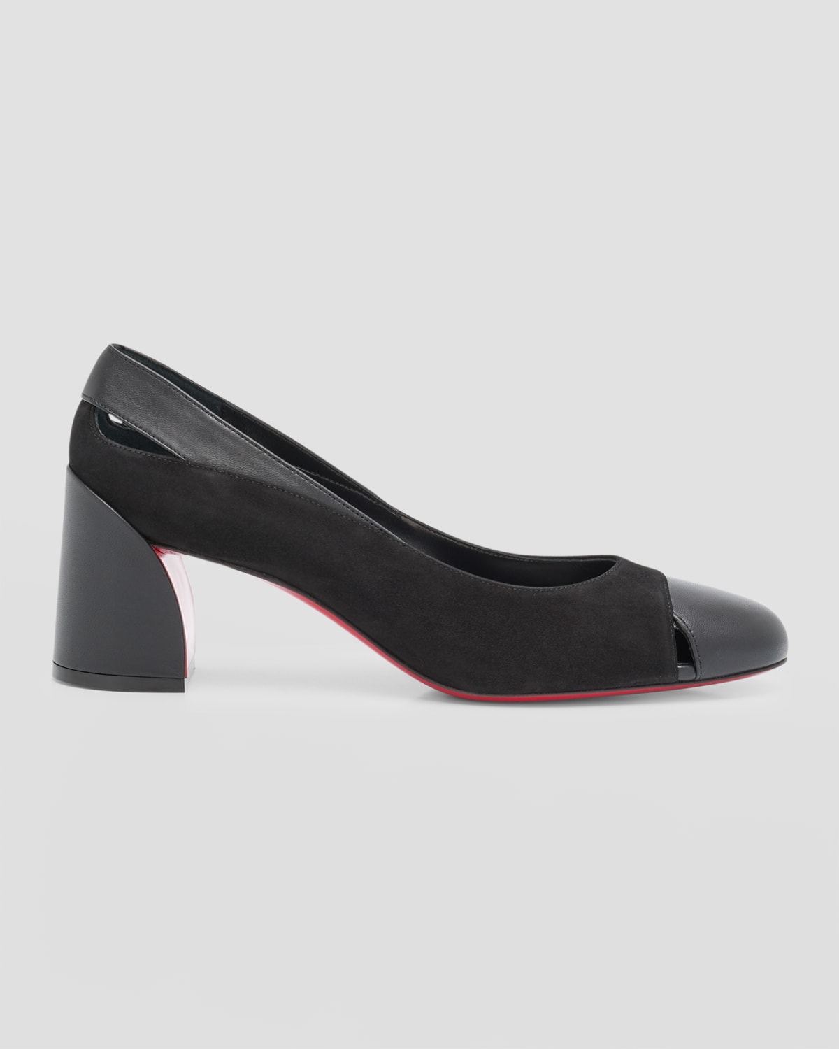 Christian Louboutin Miss Duvette Mixed Leather Red Sole Pumps In Black