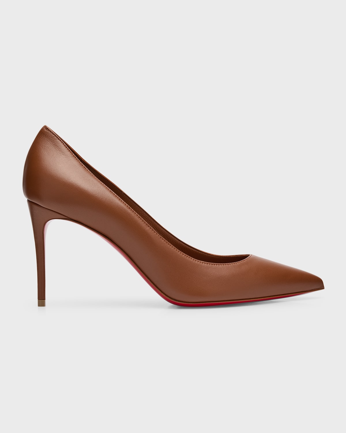 Shop Christian Louboutin Kate Napa Red Sole Classic Pumps In Cuoio