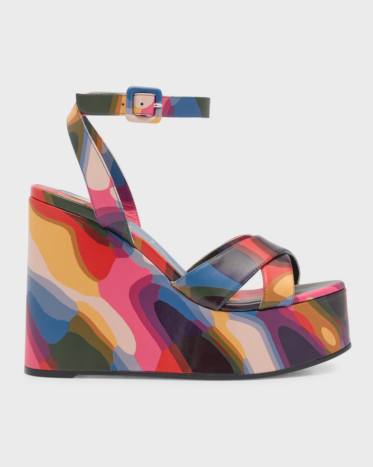 Christian Louboutin Supramariza Illusion Red Sole Wedge Sandals In Multi