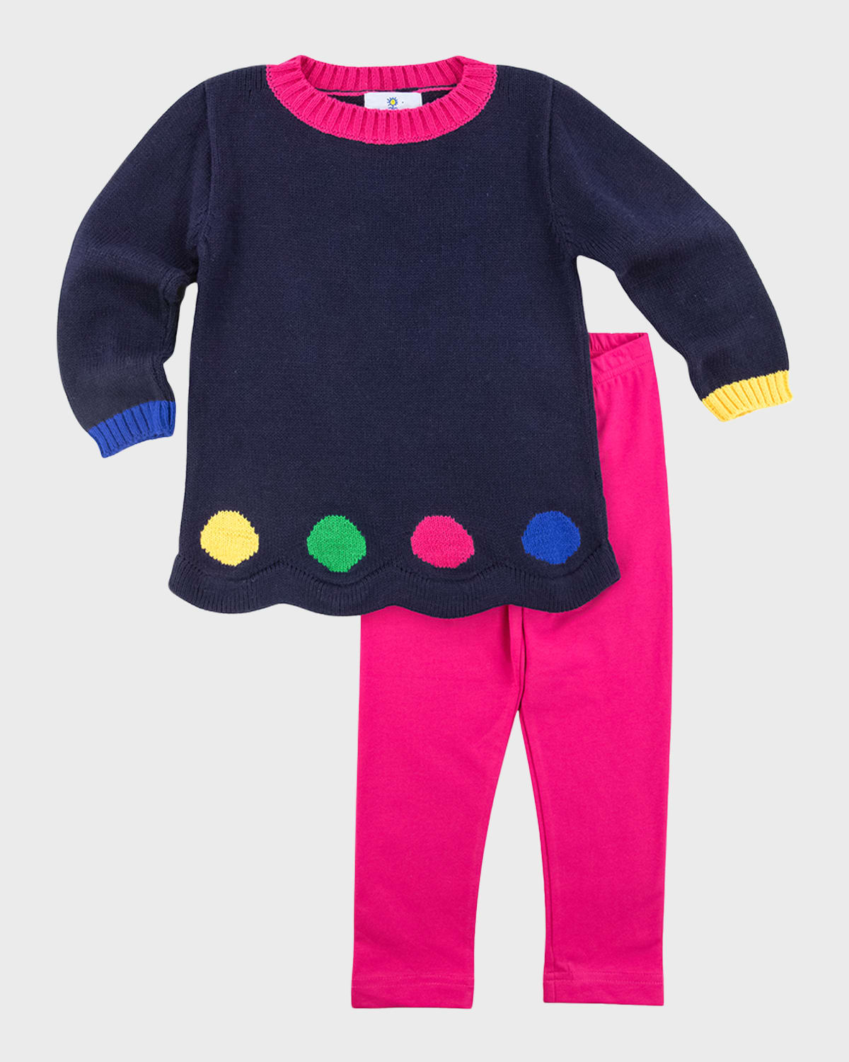 Girl's Scalloped Cotton Sweater & Leggings Set, Size 3-6