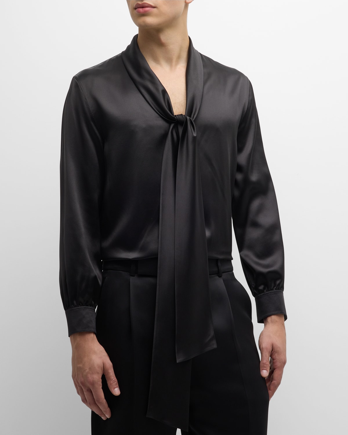 Men's Silk Shirt with Bow