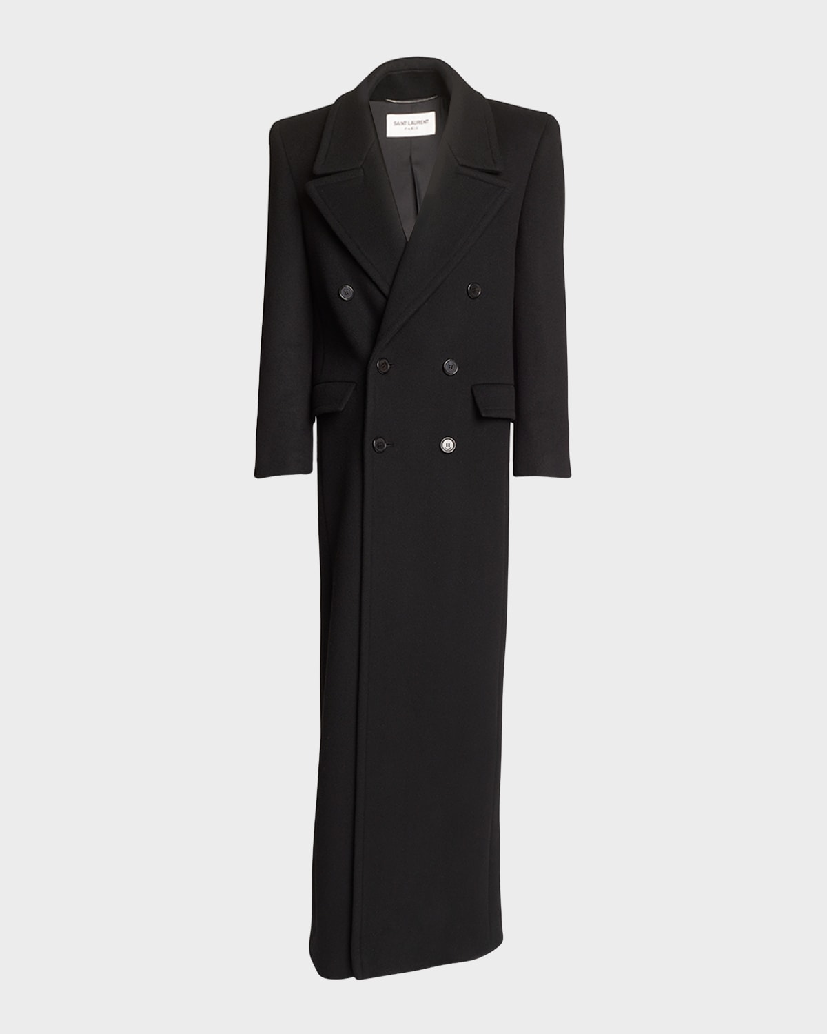 Shop Saint Laurent Men's Double-breasted Long Coat In Nat-multi