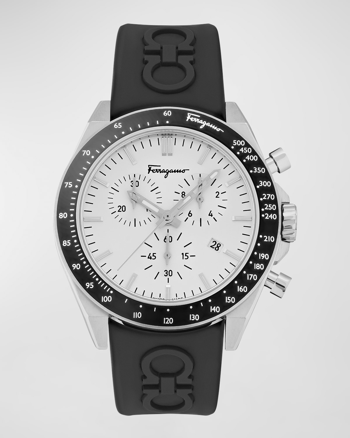 Shop Ferragamo Men's 43mm  Urban Watch With Silicone Strap, Black In Silver