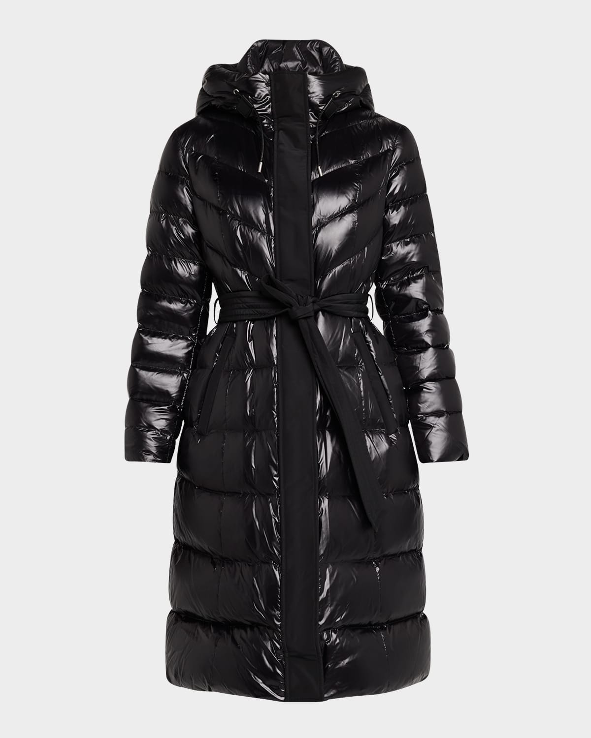 Mackage Coralia Lustrous Light Down Coat With Sash Belt In Black