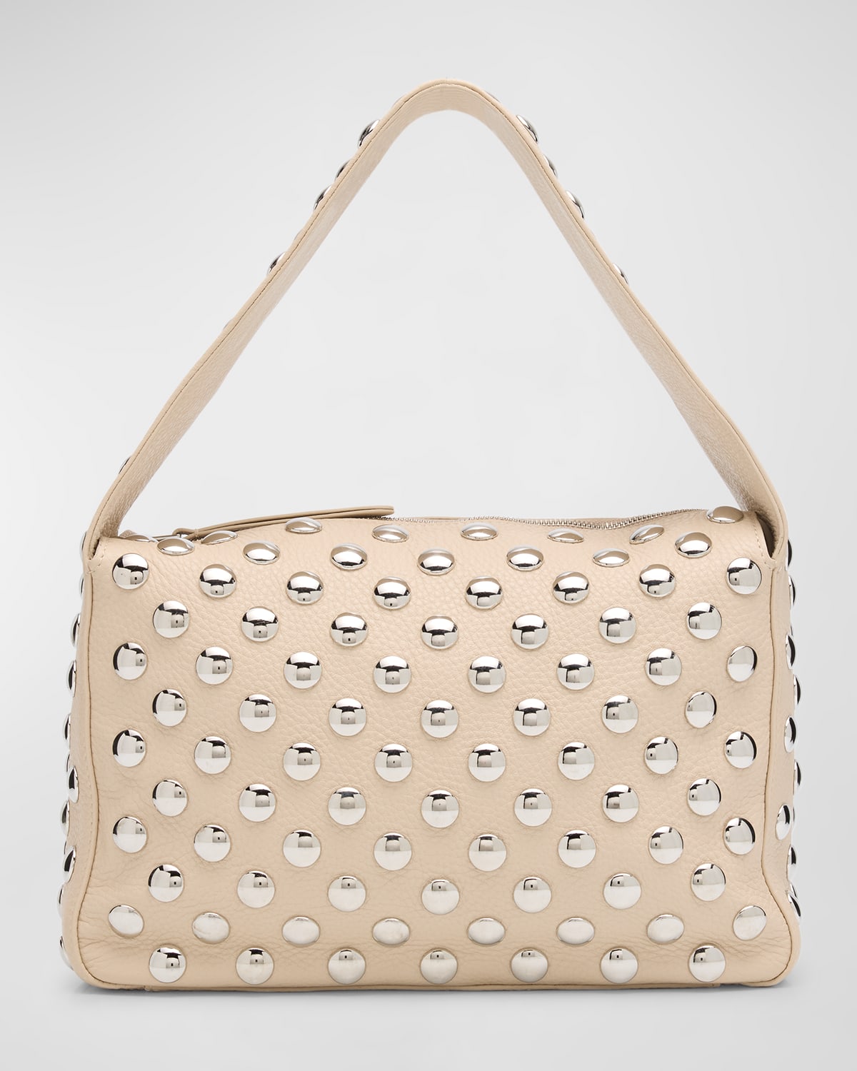 Khaite Elena Studded Leather Shoulder Bag In Dark Ivory