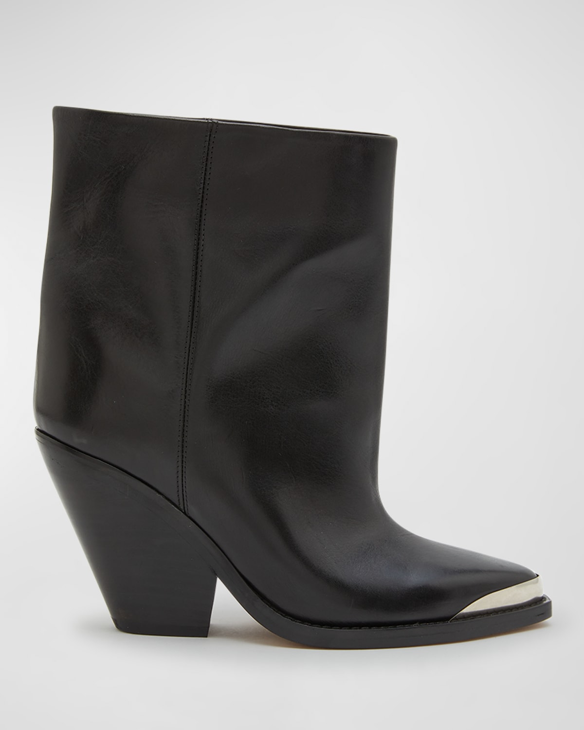 Shop Isabel Marant Ladel Leather Metal-toe Booties In Black