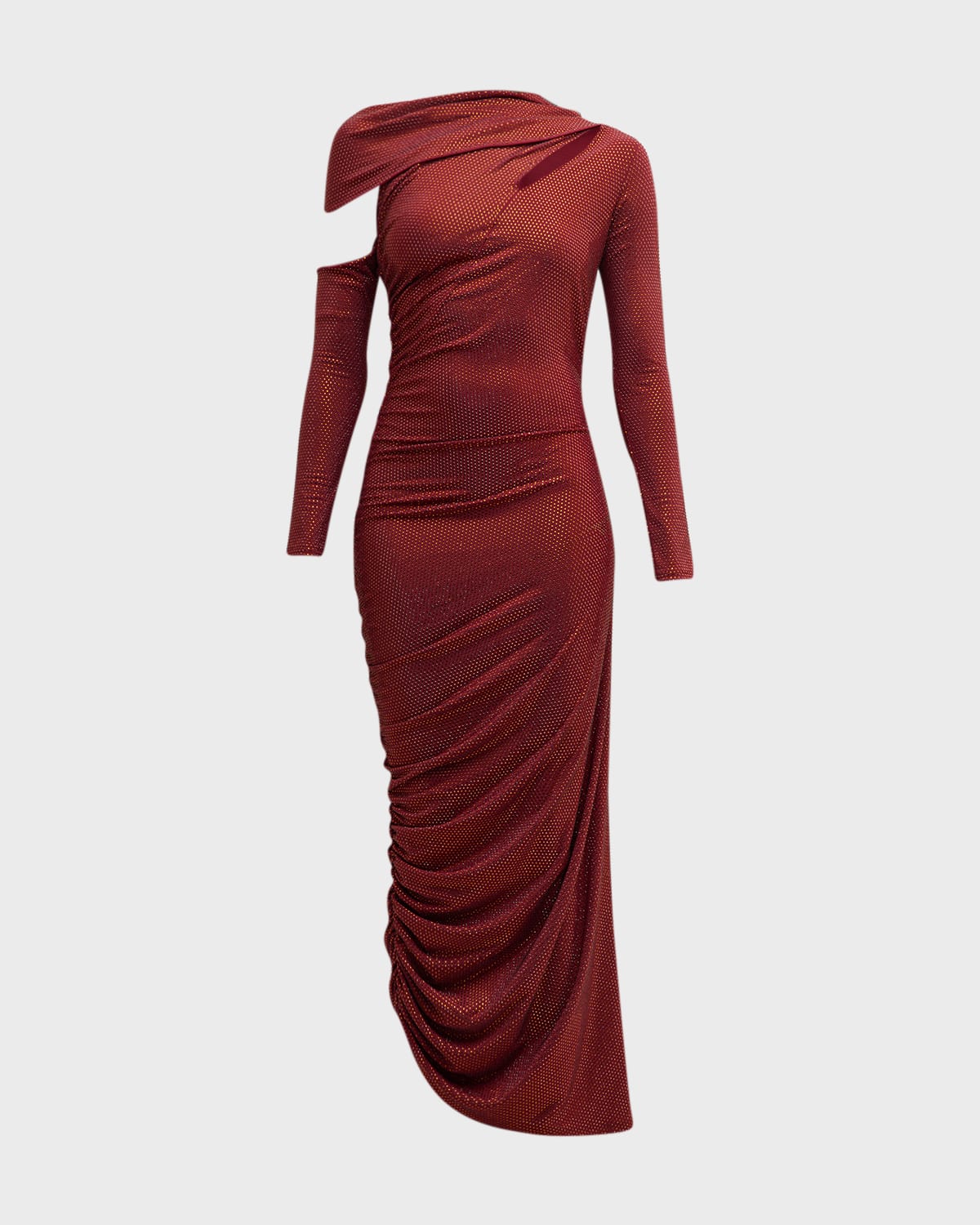 Shop Cult Gaia Kumasi Long-sleeve Cutout Sequin Gown In Burgundy