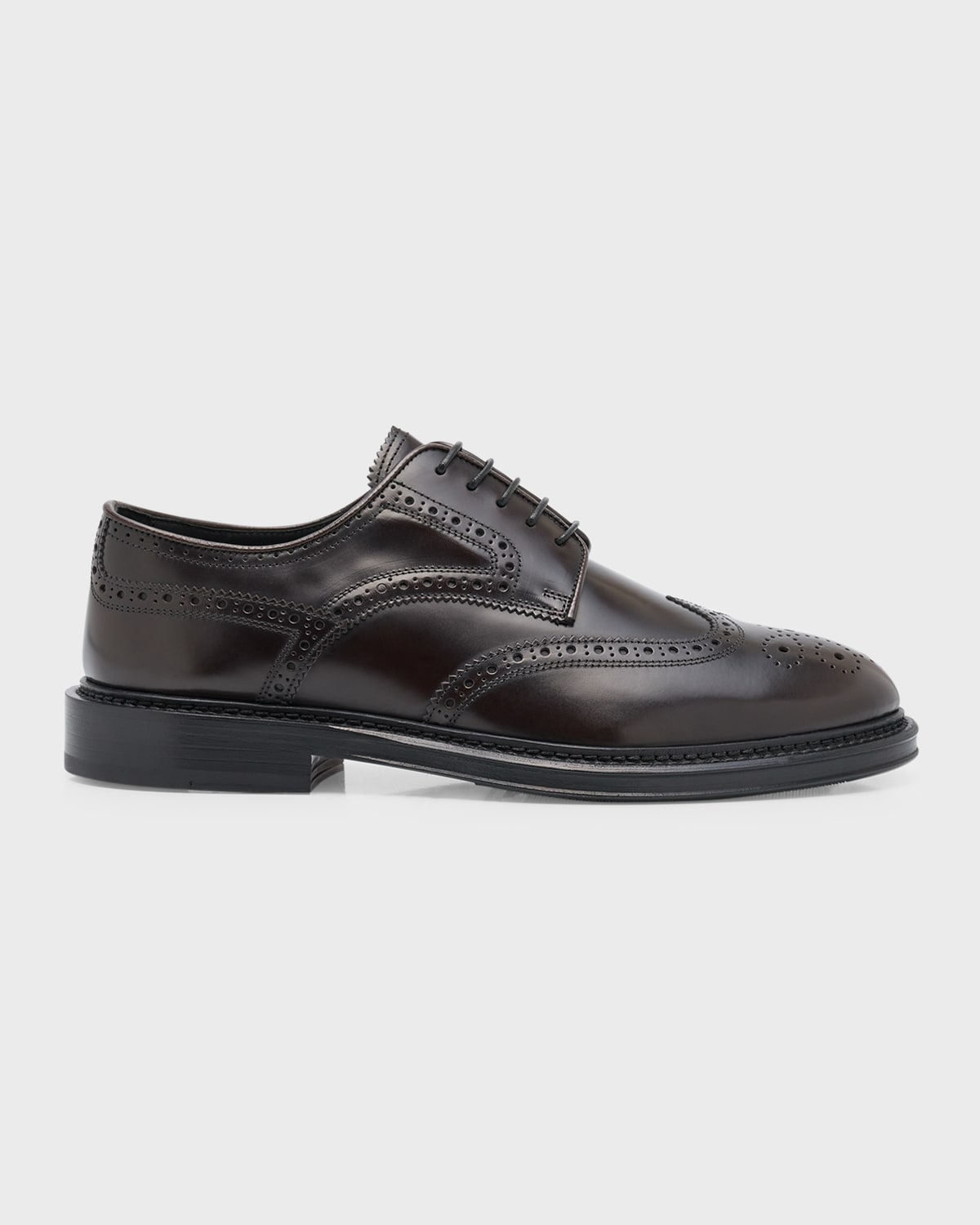 Kiton Men's Wingtip Brogue Leather Derby Shoes In Brwn