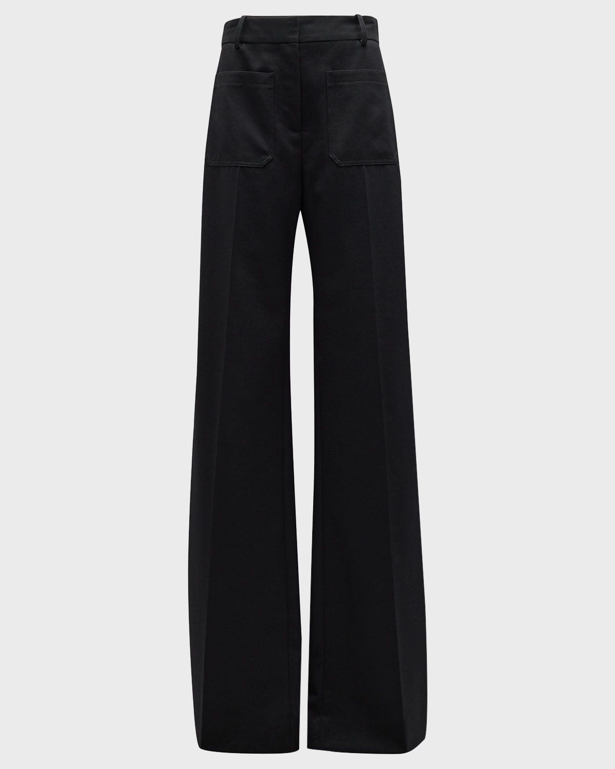 Shop Nili Lotan Christophe Wide-leg Wool Trousers In Black