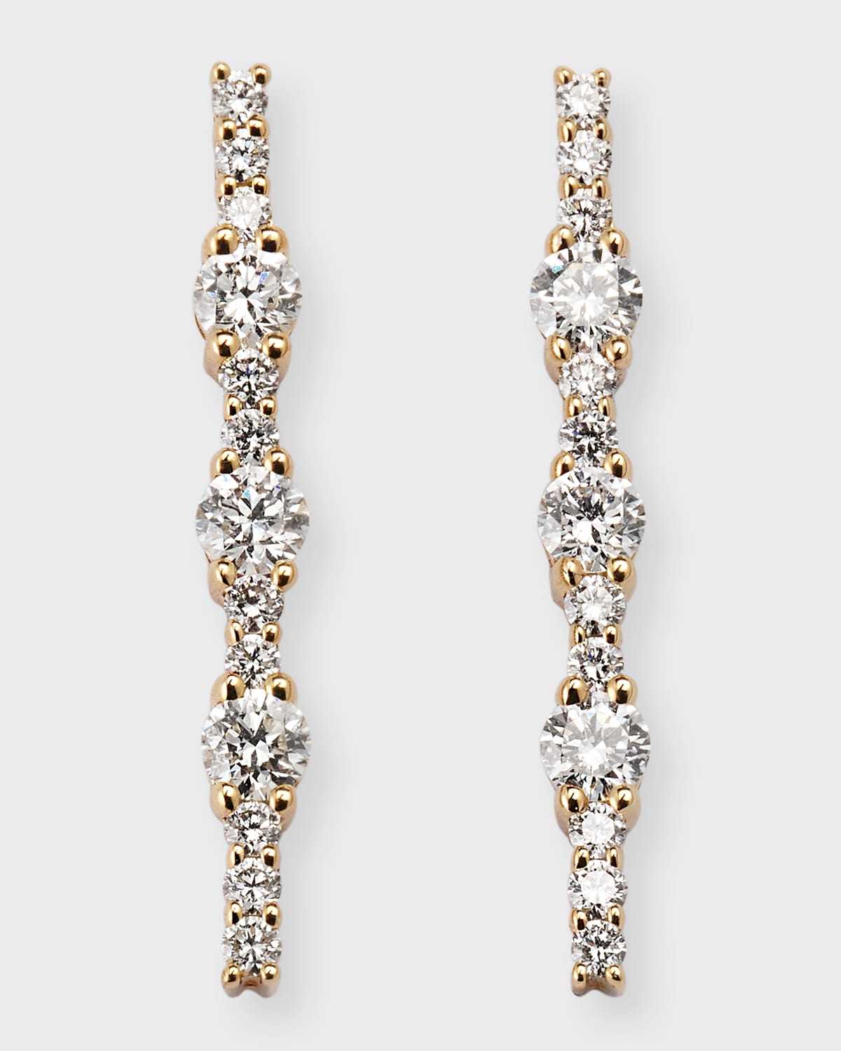 Lana 14k Yellow Gold Flawless Linear Earrings With Diamonds, 22mm In Yg