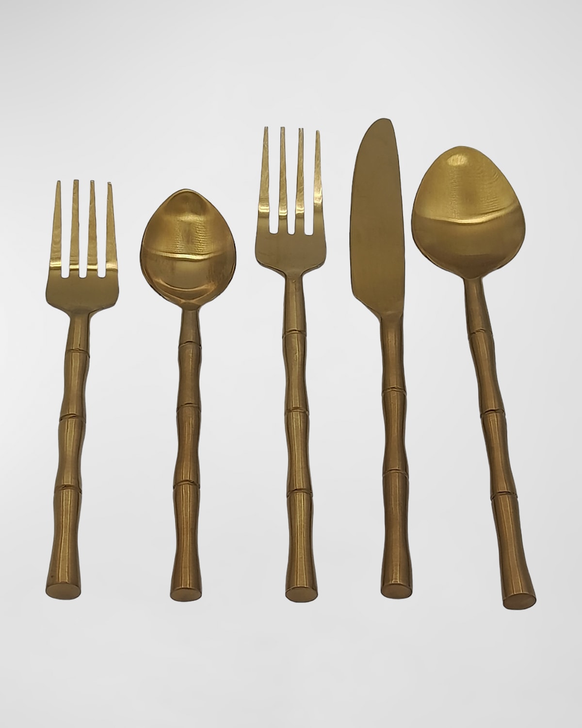 LES OTTOMANS GOLD BAMBOO CUTLERY, SET OF 5 