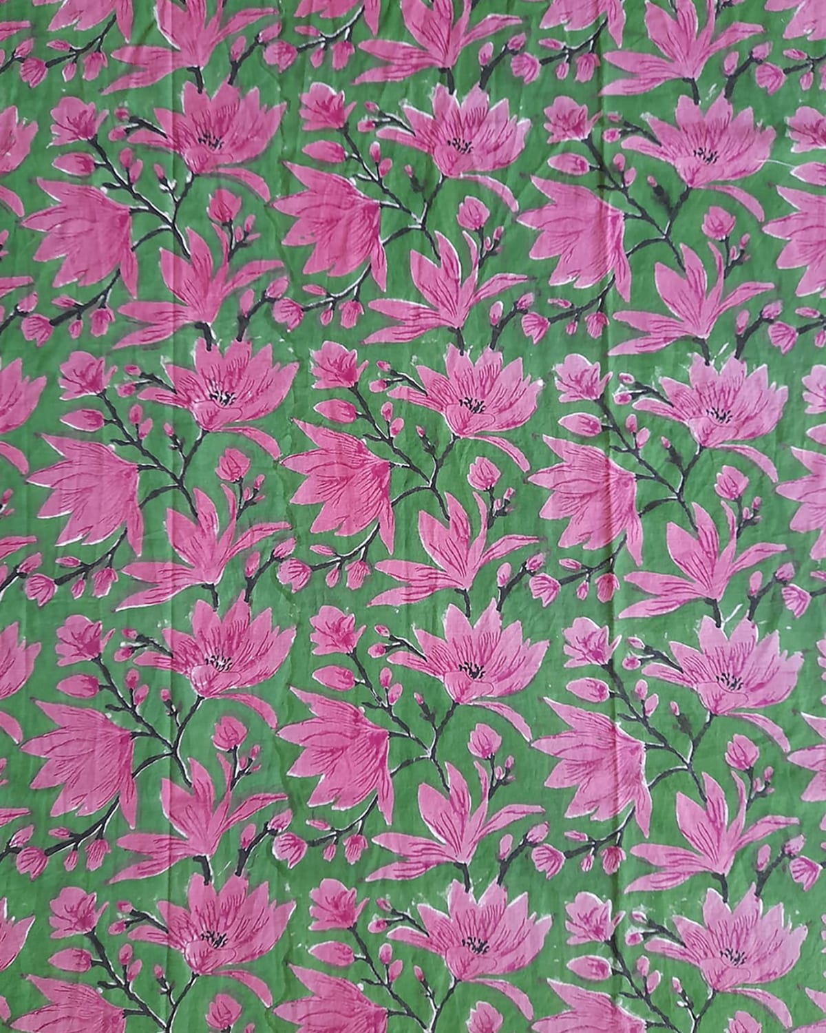 Shop Les Ottomans Lemon Hand-printed Cotton Tablecloth In Pink/green
