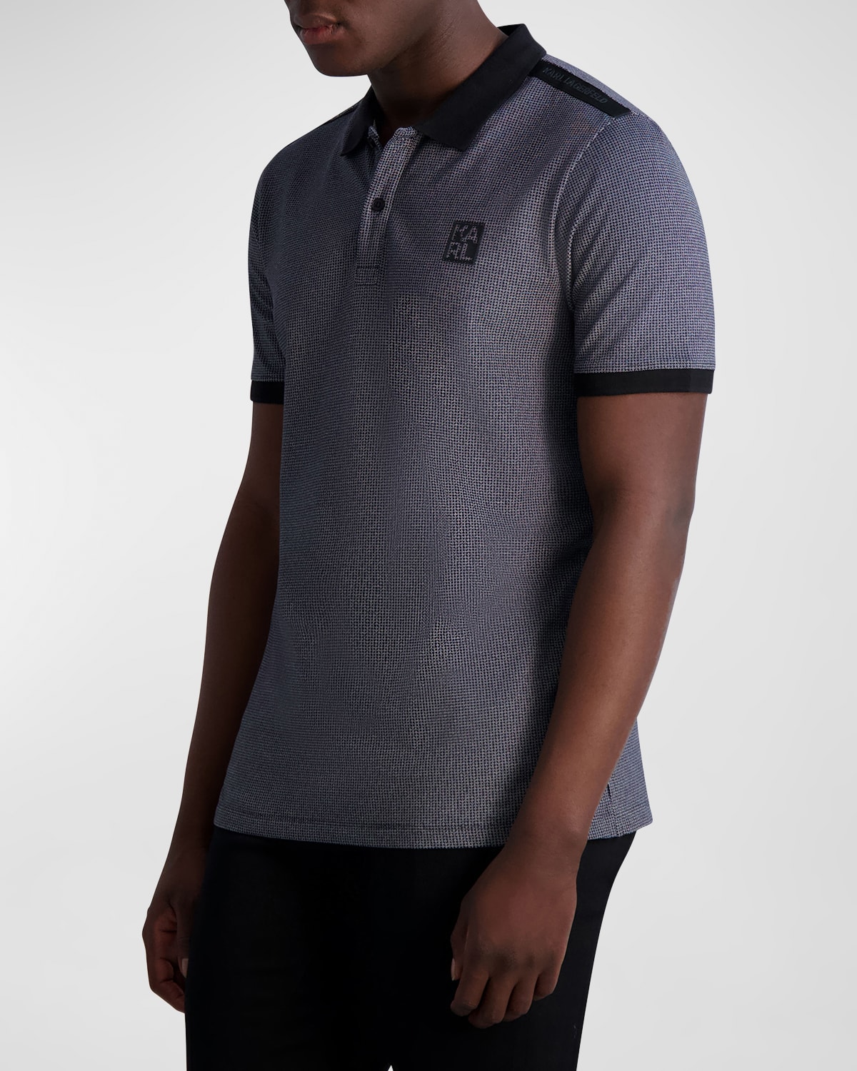 Men's Textured Polo Shirt with Logo Tape