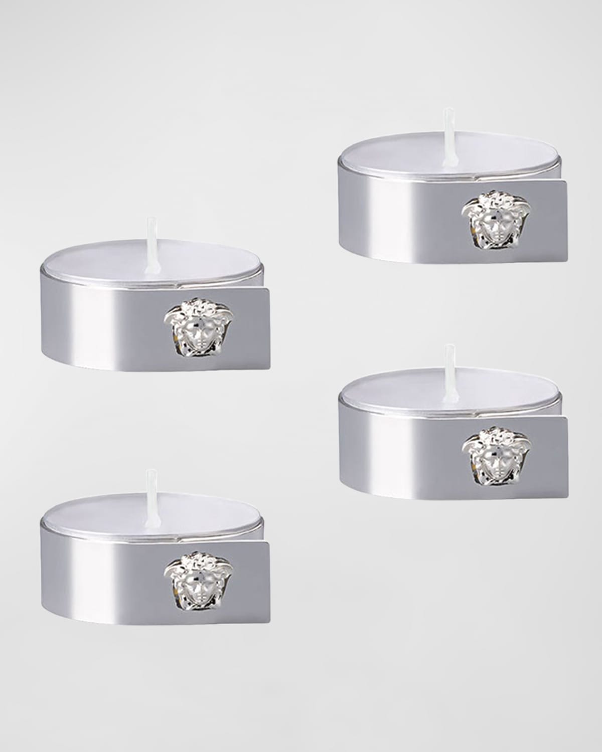 Shop Versace Medusa Tea Lights, Set Of 4 In Silver