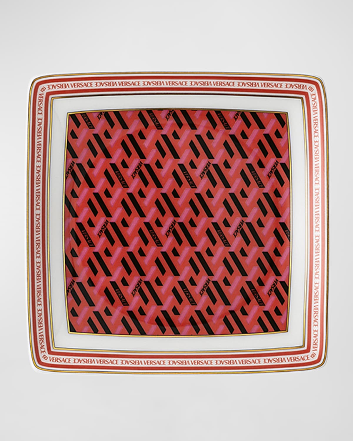 Shop Versace La Greca Signature Canape Dish, 4.5" In Red