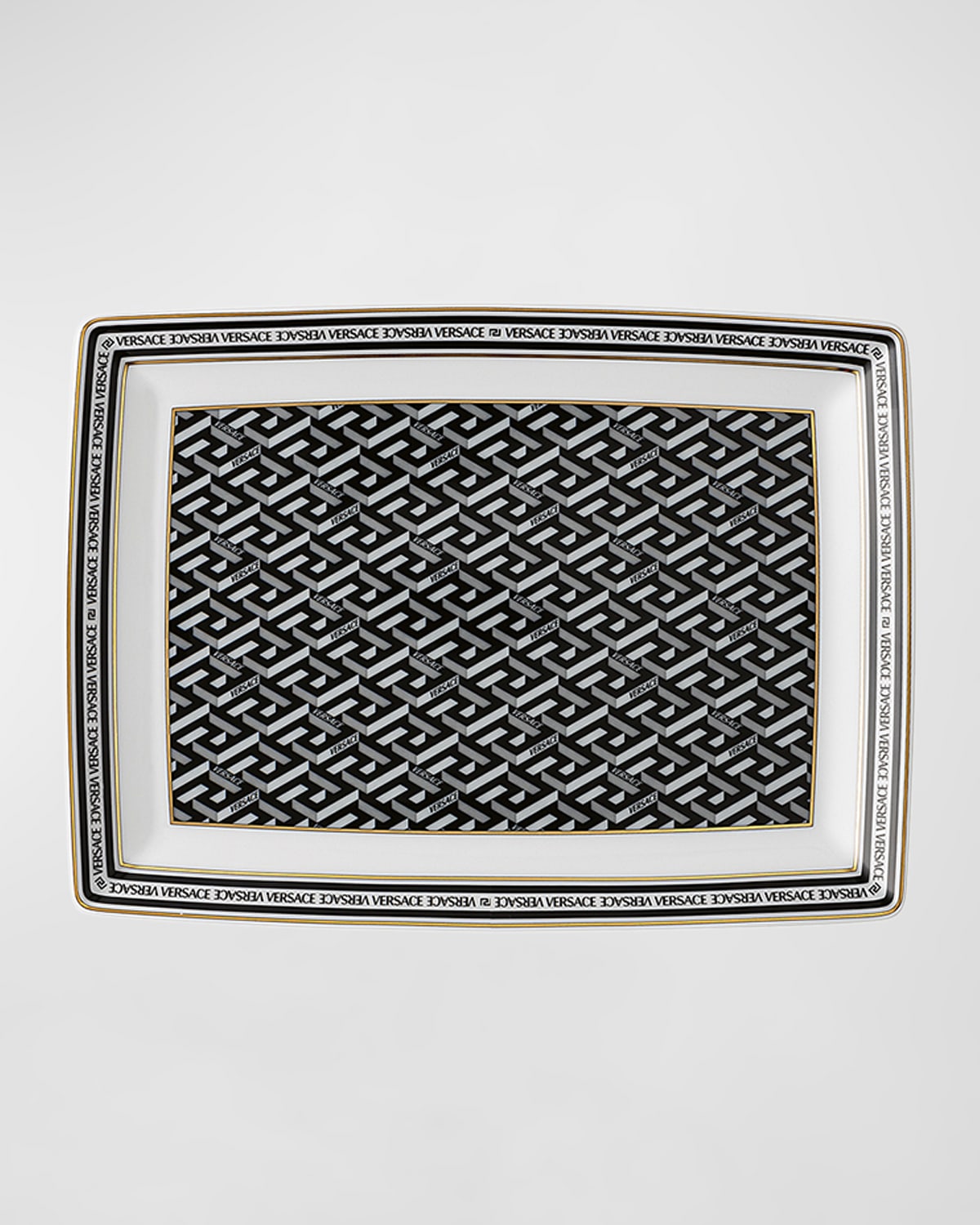 Versace La Greca Signature Letter Tray, 7" In Black