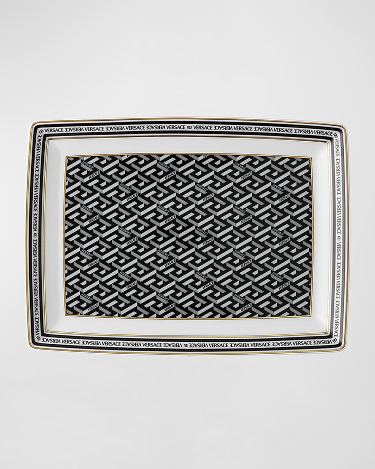 Shop Versace La Greca Signature Letter Tray, 7" In Black