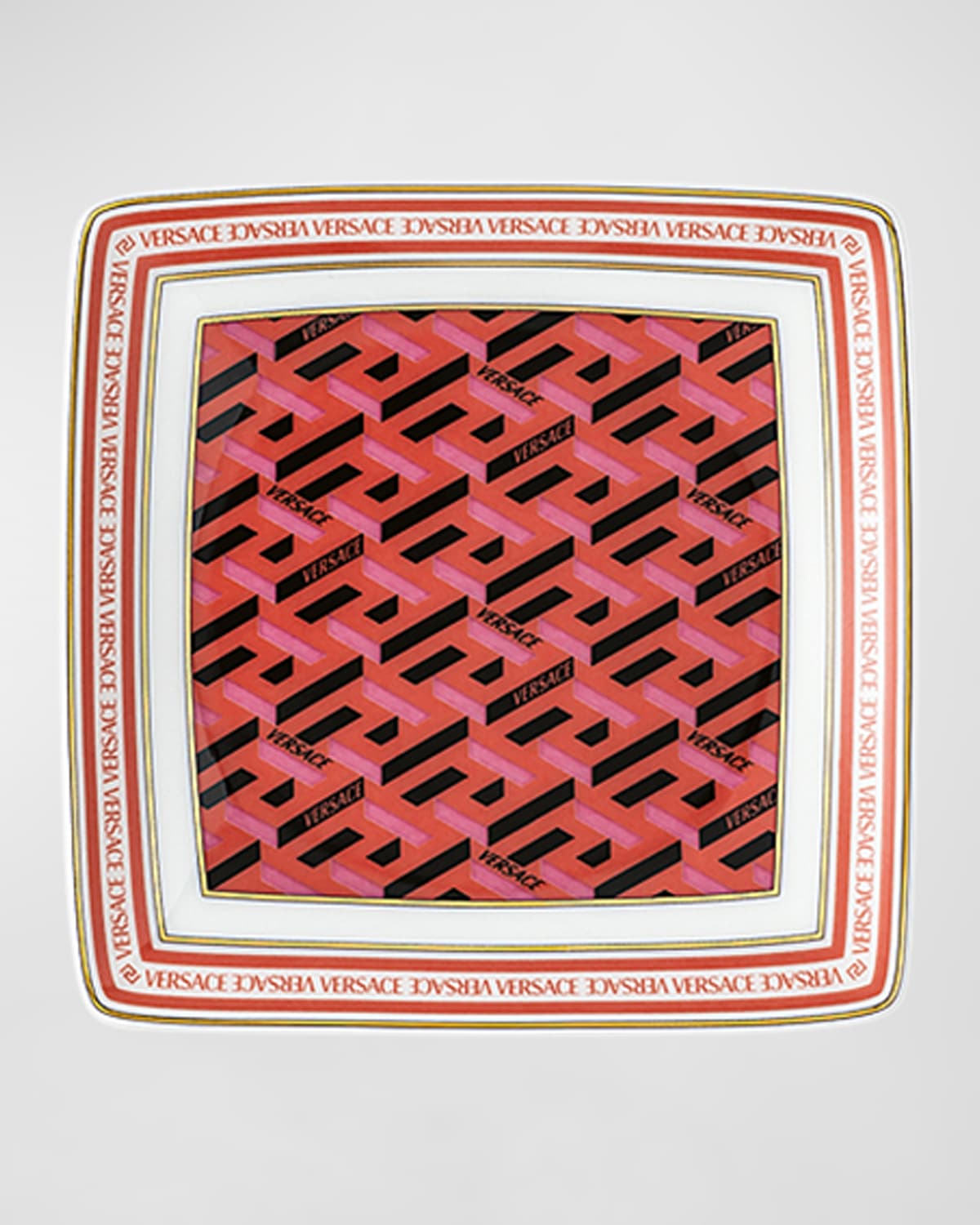 Shop Versace La Greca Signature Mini Canape Plate In Red