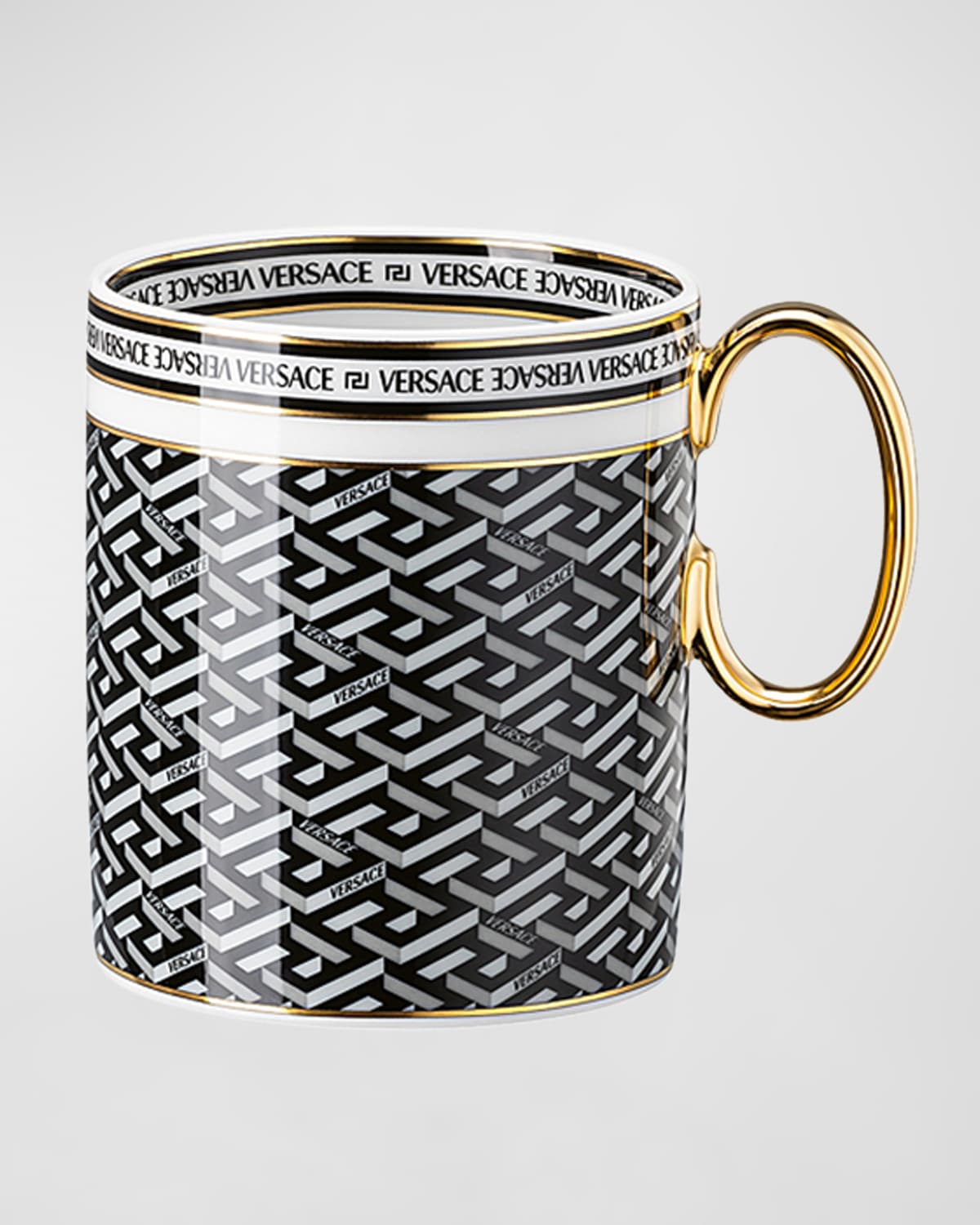 Shop Versace La Greca Signature Mug In Black