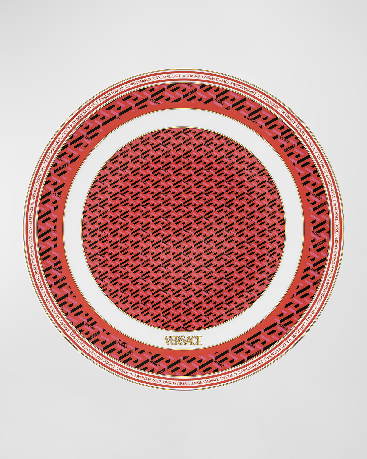 Shop Versace La Greca Signature Service Plate In Red