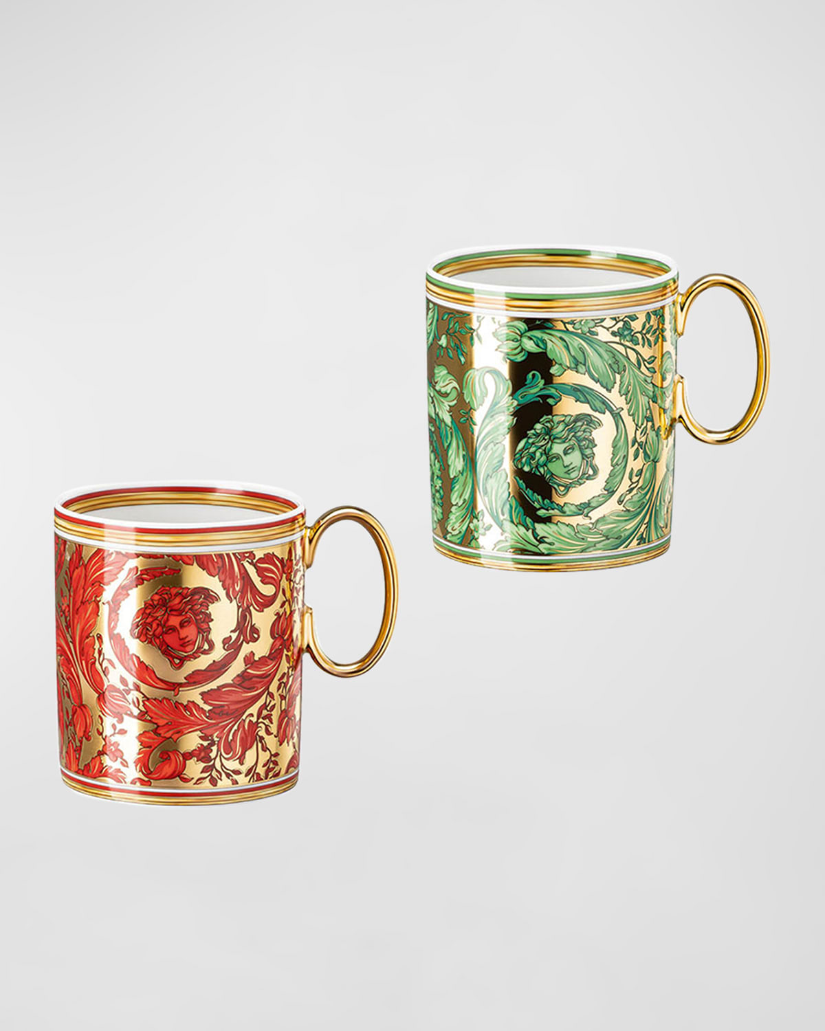 Versace Medusa Garland Mugs, Set Of 2 In Red/green