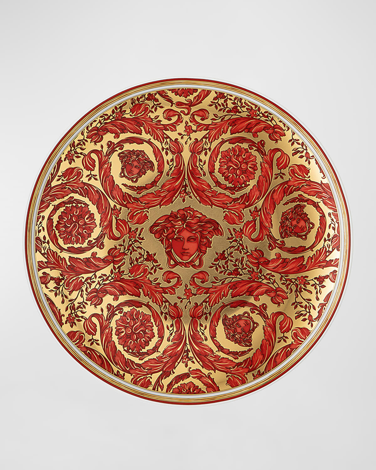 Versace Medusa Garland Red Bread & Butter Plate In Red/gold