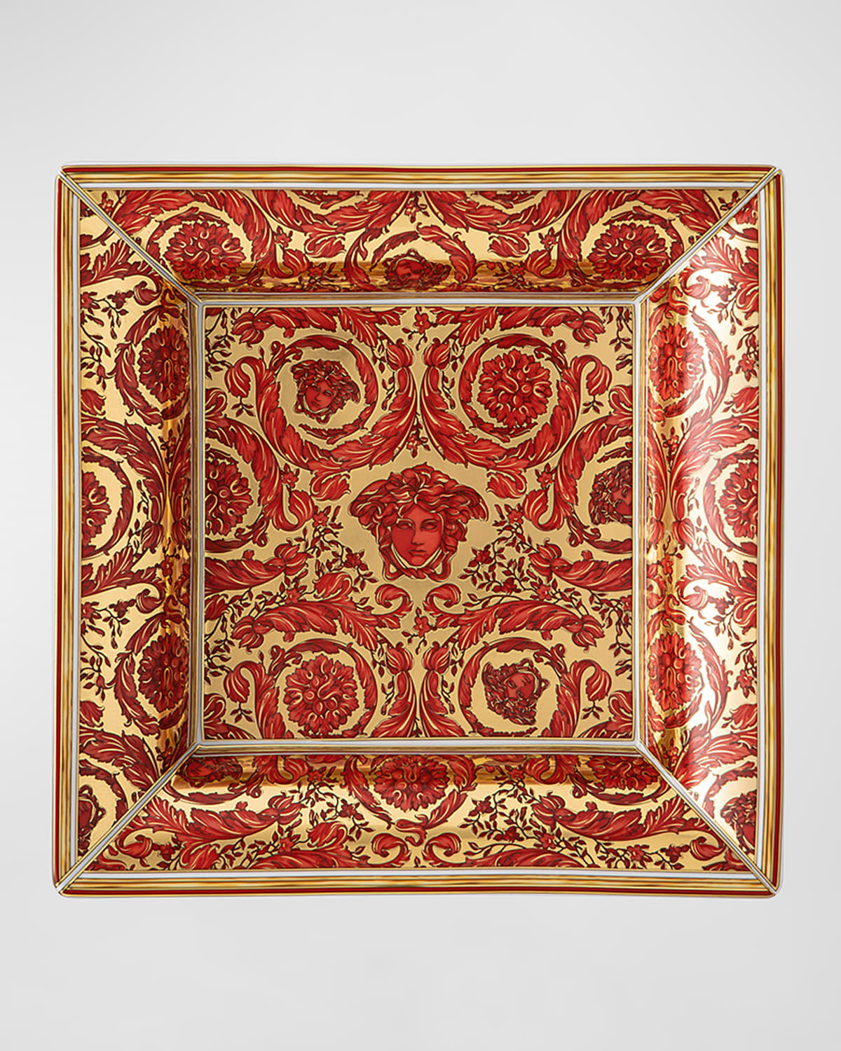 Versace Medusa Garland Red Tray, 7" Square