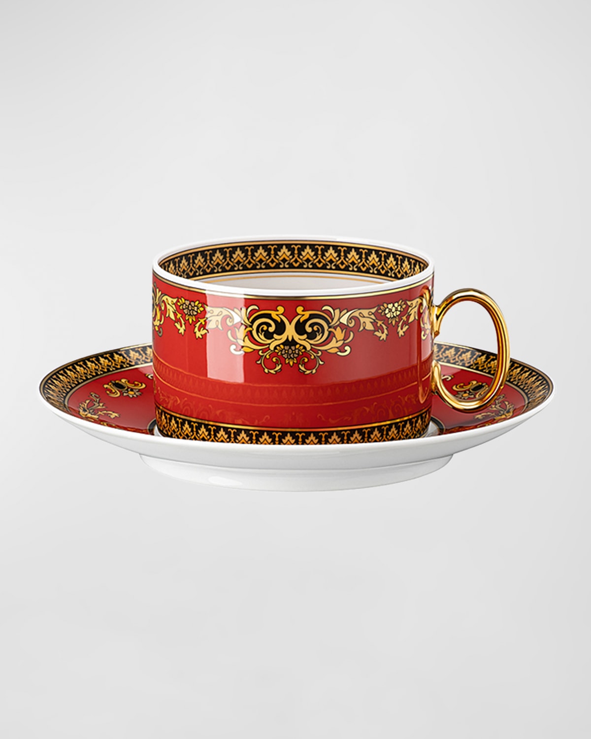 Versace Medusa Modern Dining 2-piece Teacup & Saucer Set In Red