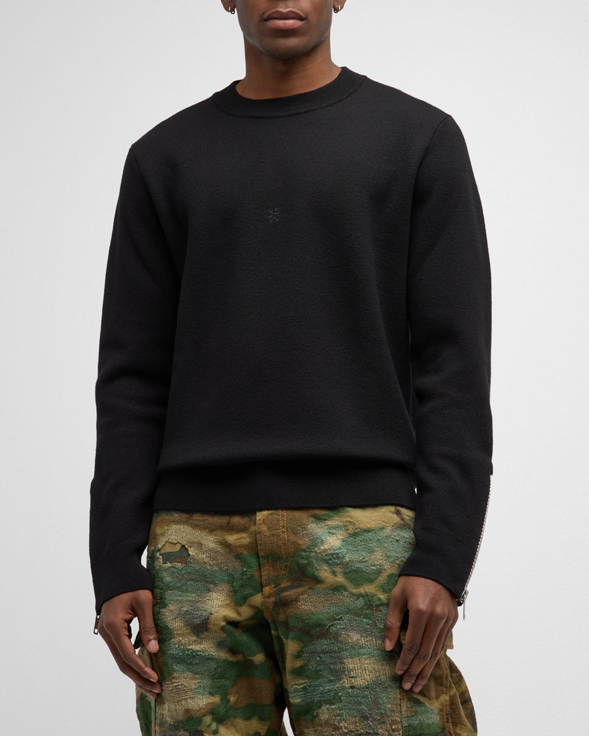 Givenchy Men's 4g Felted Zip-cuff Jumper In Black